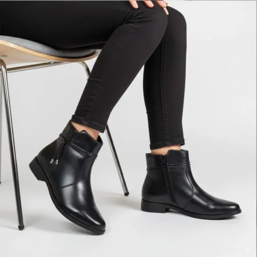 Coturno Feminino Cano Médio Couro Legítimo Confort