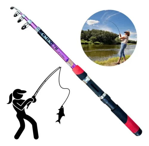 Vara de Pesca Rosa Para Molinete 1,70m Leve Para Mulher